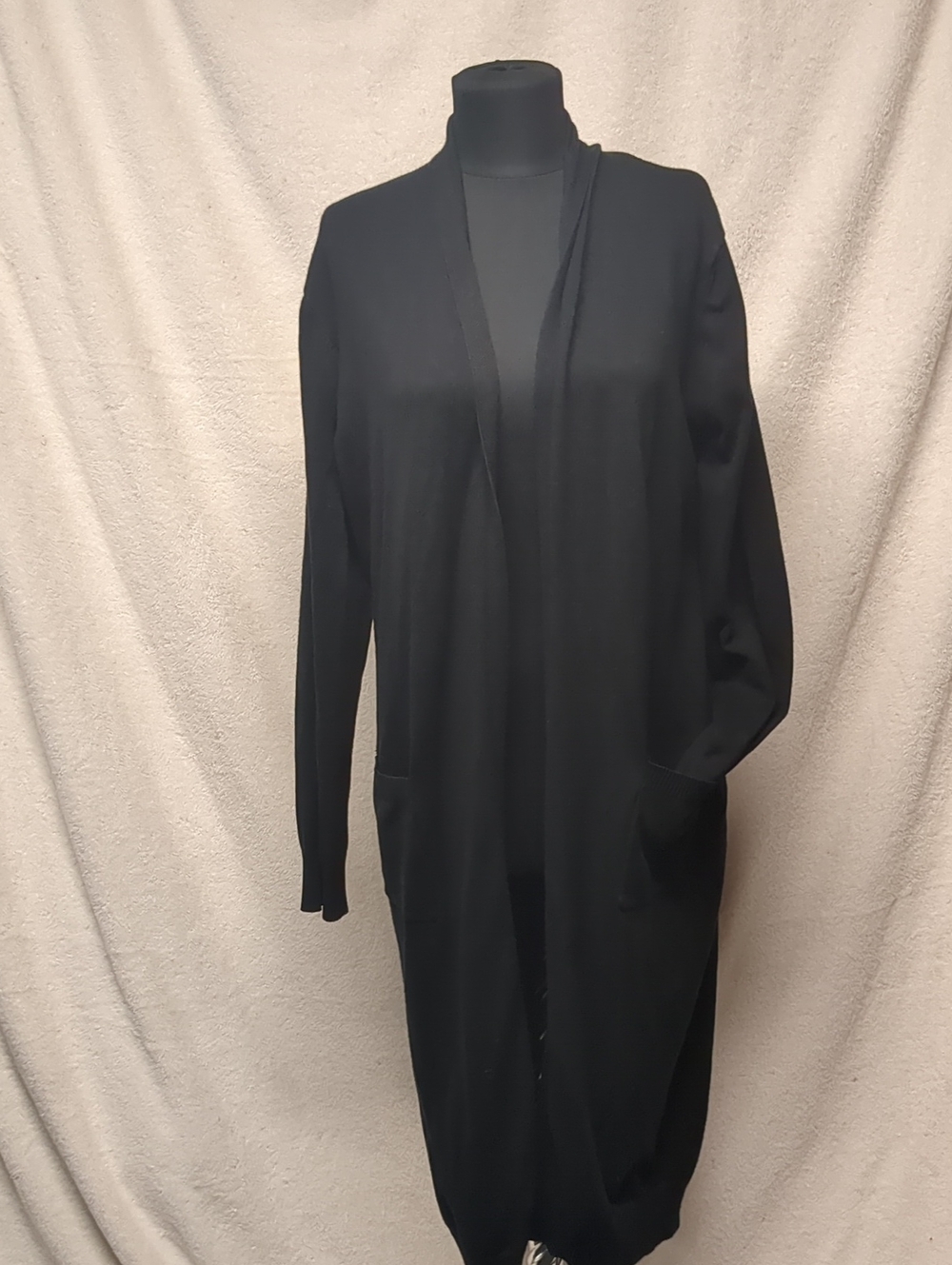 Grace Karin Black Long Open-Front Knit Cardigan